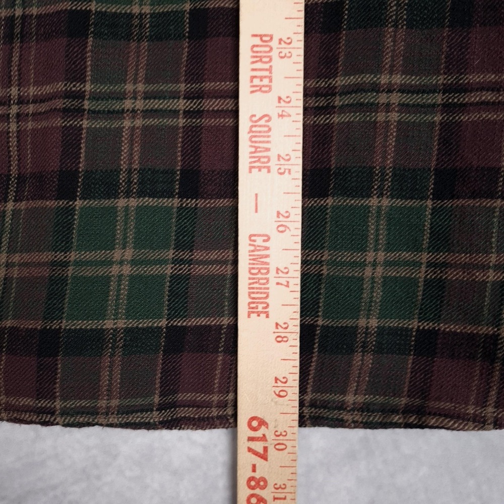 Lucky Brand Flannel Shirt Mens Large Green Burgundy Plaid Button Up Heavyweight - Picture 13 of 16